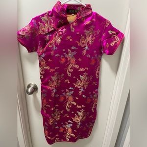 Girls Satin Dragon Chinese Dress Size 16 Size  Small in US